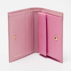 Miu Miu Pink Leather Bow Detail Compact Wallet