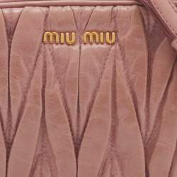 Miu Miu Dusty Pink Matelasse Leather Zipper Crossbody Bag