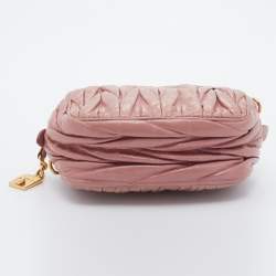 Miu Miu Dusty Pink Matelasse Leather Zipper Crossbody Bag