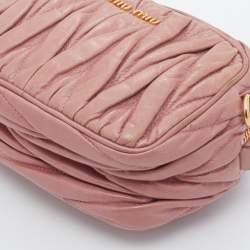 Miu Miu Dusty Pink Matelasse Leather Zipper Crossbody Bag