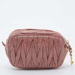 Miu Miu Dusty Pink Matelasse Leather Zipper Crossbody Bag