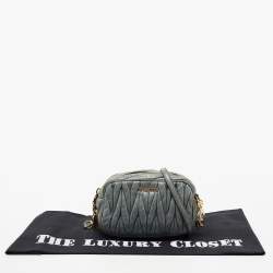 Miu Miu Blue Matelasse Leather Camera Crossbody Bag