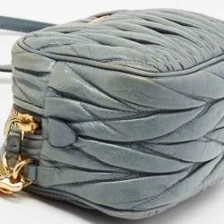 Miu Miu Blue Matelasse Leather Camera Crossbody Bag