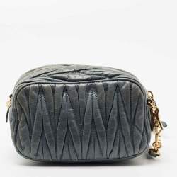 Miu Miu Blue Matelasse Leather Camera Crossbody Bag
