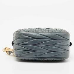 Miu Miu Blue Matelasse Leather Camera Crossbody Bag