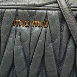 Miu Miu Blue Matelasse Leather Camera Crossbody Bag
