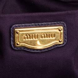 Miu Miu Purple Vitello Lux Leather Gathered Tote