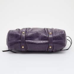 Miu Miu Purple Vitello Lux Leather Gathered Tote