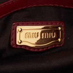Miu Miu Red Patent Leather Gathered Tote
