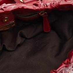 Miu Miu Red Patent Leather Gathered Tote