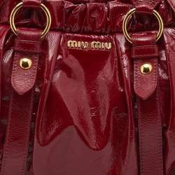Miu Miu Red Patent Leather Gathered Tote