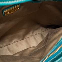 Pre Owned Miu Miu Green Vitello Caribu Leather Middle Zip Tote