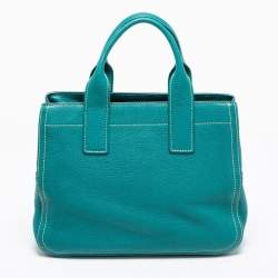 Pre Owned Miu Miu Green Vitello Caribu Leather Middle Zip Tote
