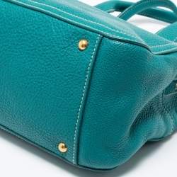 Pre Owned Miu Miu Green Vitello Caribu Leather Middle Zip Tote