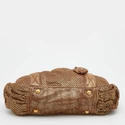 Miu Miu Metallic Gold Perforated Leather Tote