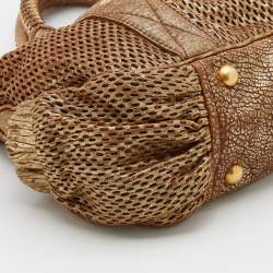 Miu Miu Metallic Gold Perforated Leather Tote