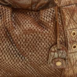Miu Miu Metallic Gold Perforated Leather Tote
