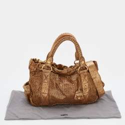 Miu Miu Metallic Gold Perforated Leather Tote