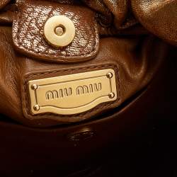Miu Miu Metallic Gold Perforated Leather Tote