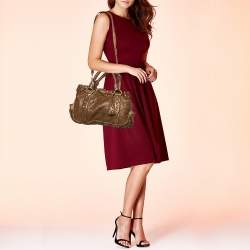Miu Miu Metallic Gold Perforated Leather Tote