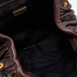 Pre Owned حقيبة ساتشل ميو ميو بوليتو جلد ماتيلاس بني داكن