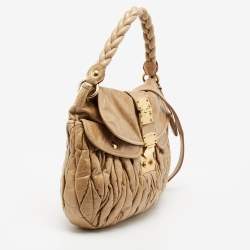 مملوكة مسبقًا Miu Miu Beige Matelassé Lux Leather Coffer Hobo