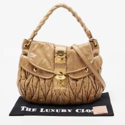 مملوكة مسبقًا Miu Miu Beige Matelassé Lux Leather Coffer Hobo