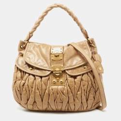 مملوكة مسبقًا Miu Miu Beige Matelassé Lux Leather Coffer Hobo