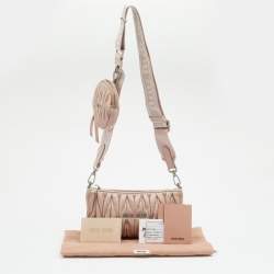 Pre Owned Miu Miu Blush Pink Leather Shine Matelassé Shoulder Bag