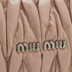 Pre Owned Miu Miu Blush Pink Leather Shine Matelassé Shoulder Bag
