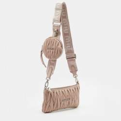 Pre Owned Miu Miu Blush Pink Leather Shine Matelassé Shoulder Bag