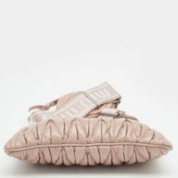 Pre Owned Miu Miu Blush Pink Leather Shine Matelassé Shoulder Bag