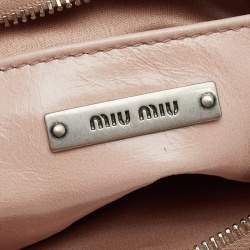 Pre Owned Miu Miu Blush Pink Leather Shine Matelassé Shoulder Bag