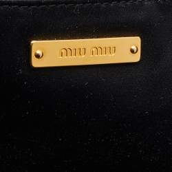 Pre Owned Miu Miu Blue Grained Leather Madras Tote