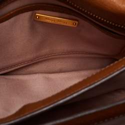 Miu Miu Brown  Leather Push Lock Flap Top Handle Bag