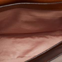 Miu Miu Brown  Leather Push Lock Flap Top Handle Bag