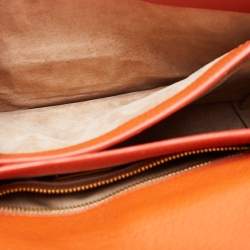 Pre Owned حقيبة ميو ميو مدراس جلد برتقالي بقلاب ويد علوية
