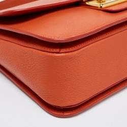 Pre Owned حقيبة ميو ميو مدراس جلد برتقالي بقلاب ويد علوية