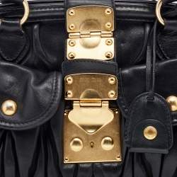 Miu Miu Black Matelassé Leather Coffer Frame Satchel