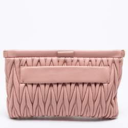 Miu Miu Pink Matelassé Leather Clutch