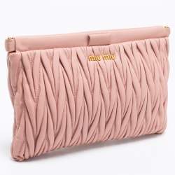 Miu Miu Pink Matelassé Leather Clutch