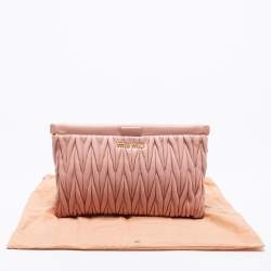 Miu Miu Pink Matelassé Leather Clutch