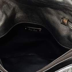 Pre Owned Miu Miu Silver Cloqué Leather Crystal Clutch Bag