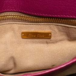 Miu Miu Dark Pink Madras Leather Pushlock Flap Top Handle Bag