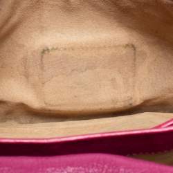 Miu Miu Dark Pink Madras Leather Pushlock Flap Top Handle Bag