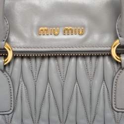 Miu Miu Grey Matelassé Leather Flap Tote