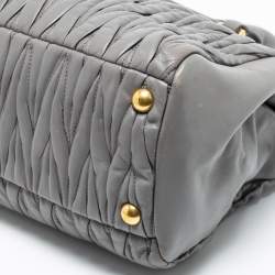 Miu Miu Grey Matelassé Leather Flap Tote