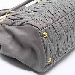 Miu Miu Grey Matelassé Leather Flap Tote