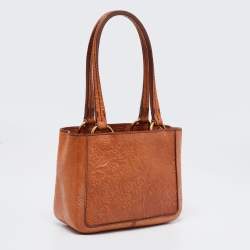 Miu Miu Brown Embossed Leather Tote