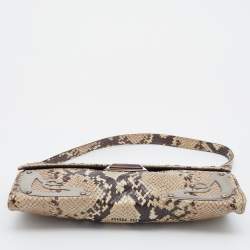 Miu Miu Beige Python Embossed Leather Flap Shoulder Bag